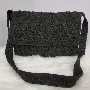 The Sak Black Crochet Shoulder Bag
